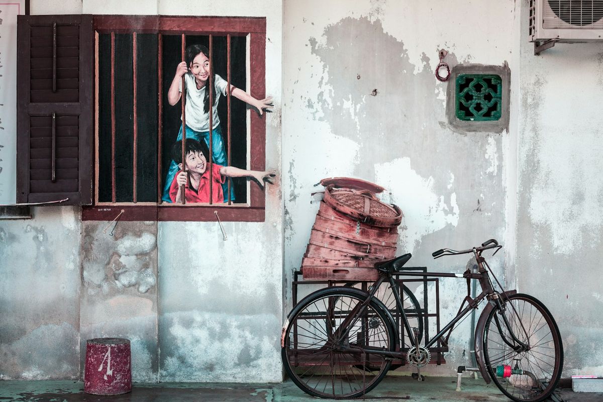 Berømt gatekunst i George Town på Penang